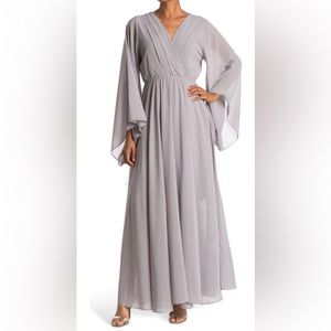 Meghan LA Bell Sleeve maxi dress, color silver/grey, size medium